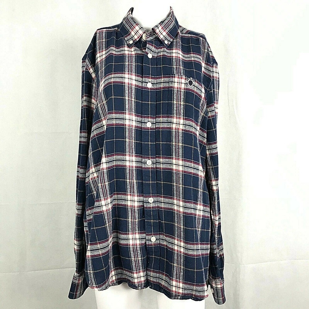 Simply Southern Shirt Womens Sz L Blue Plaid Cotton Flannel Button Up Western